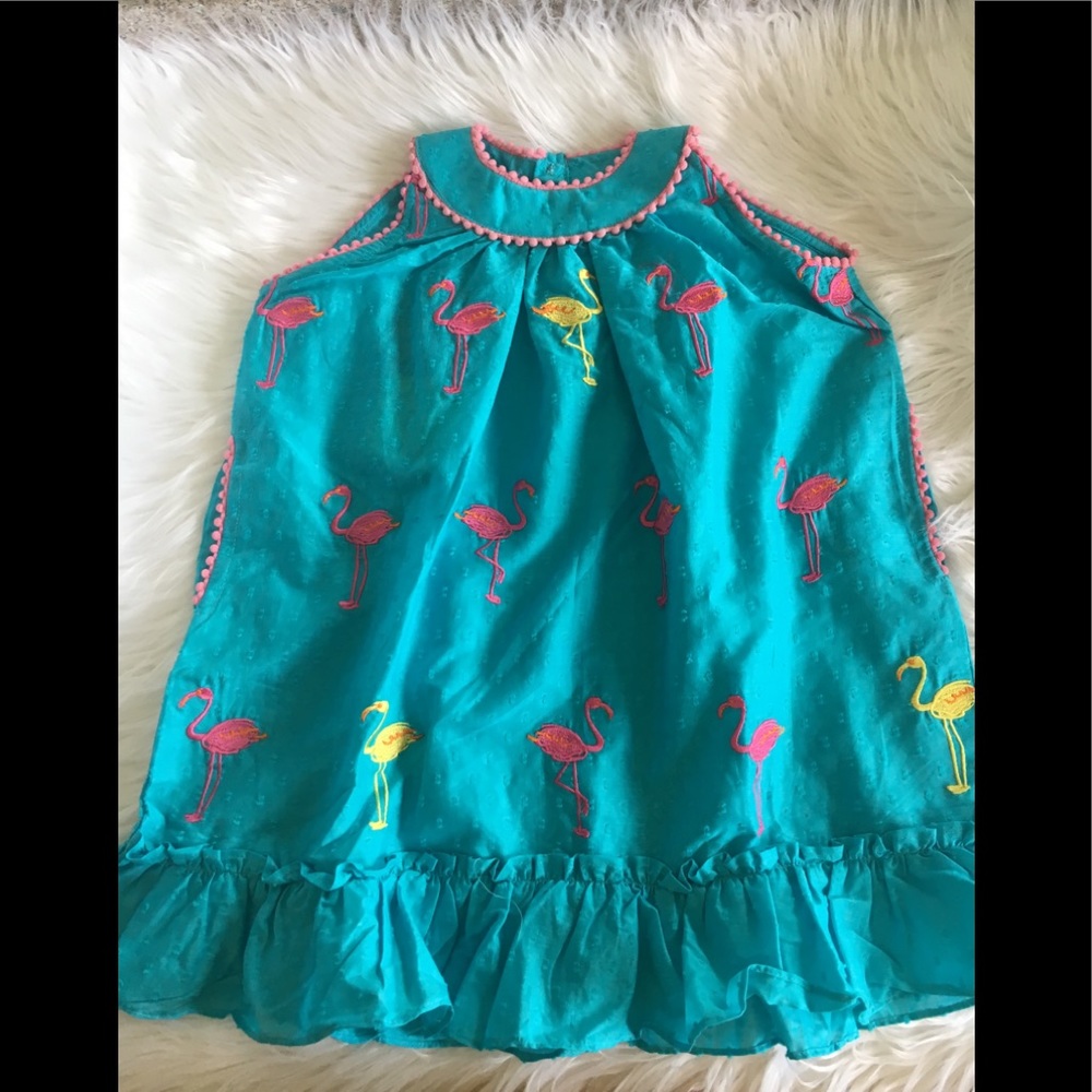 Embroidered flamingo dress for 2-3 years old - Picture 2 of 7